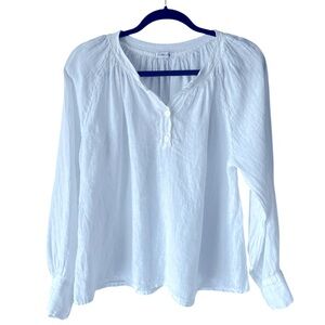 Puro Lino Made in Italy White Peasant Blouse Dolman Sleeve Top CottageCore M